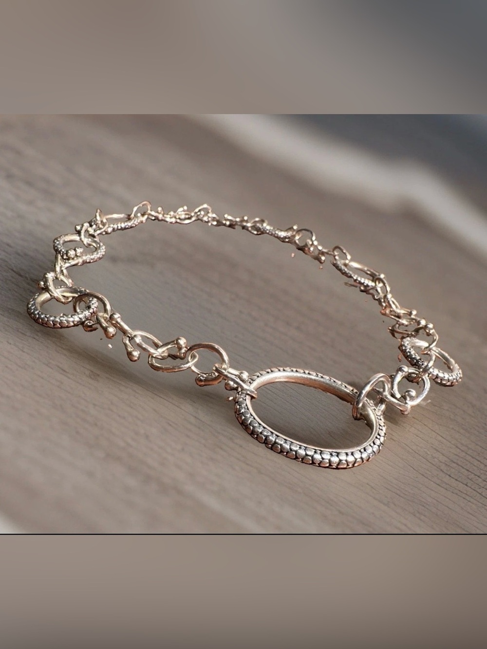 Designer Michael Dawkins 925 Sterling Silver Oval Link Chain Statement Necklace